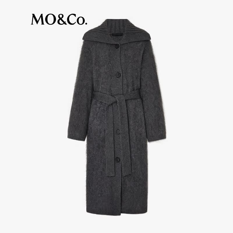 MO&Co. Yak Wool Blend Belted Sweater Coat