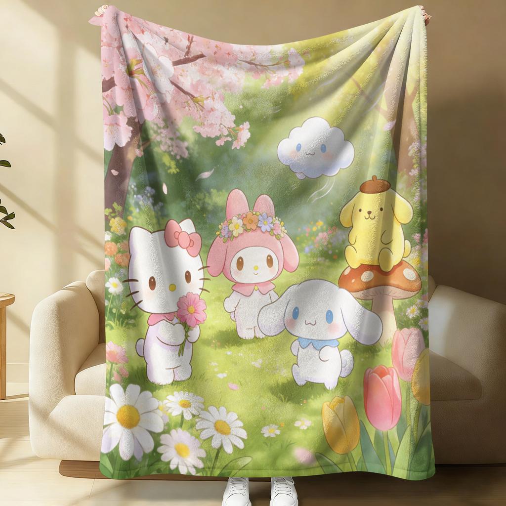 Sanrio Steampunk Plush Flannel Blanket Lightweight Throw Cartoon Cute Air Conditioning Bed Sofa Cover Nap Office Shawl Girl Gift