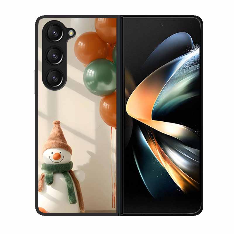 Christmas Case For Samsung Galaxy Z Fold 6 5 4 3 Cover Fold5 Fold4 Lovely Black Hard Plastic PC Cover For Galaxy Z Fold5 5G Case