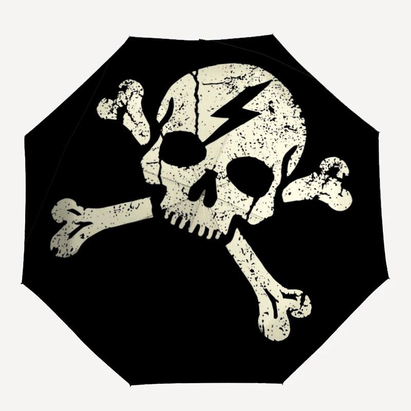 

1pc Skull Crossbones Automatic Folding Umbrella - 8-Rib Compact Travel Umbrella Durable & Portable for Outdoor Use, Perfect Gift for Birthdays034