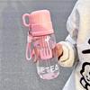 Water bottle1011 spring new high-value cute cartoon large-capacity children's straw cup portable large-capacity plastic cup