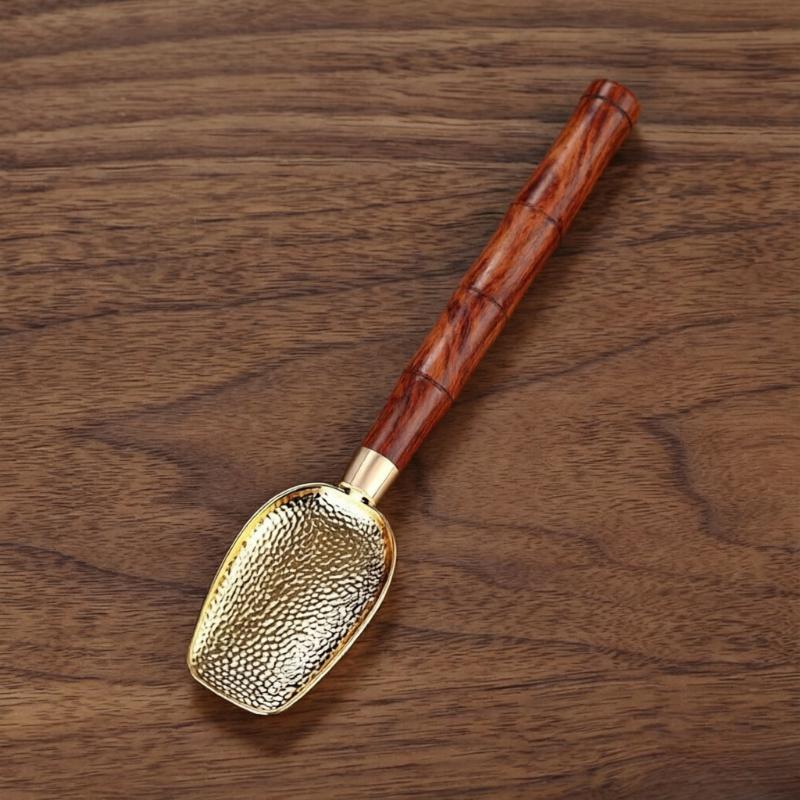 Hand Polished Vintage Ebony Tea Spoon Solid Wood Handle Durable Small Natural Tea Shovel for Home Coffee Bar