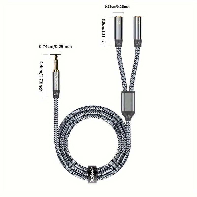 3.5mm Headphone Splitter Audio Adapter HiFi Sound TRRS Stereo Cable For Speaker Calling Compatible with Phone PC Laptop Tablet 6