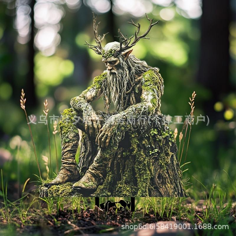 Acrylic Green Nature Muse Meditation Statue Outdoor Lawn Decorative Insert Garden Decorative Props