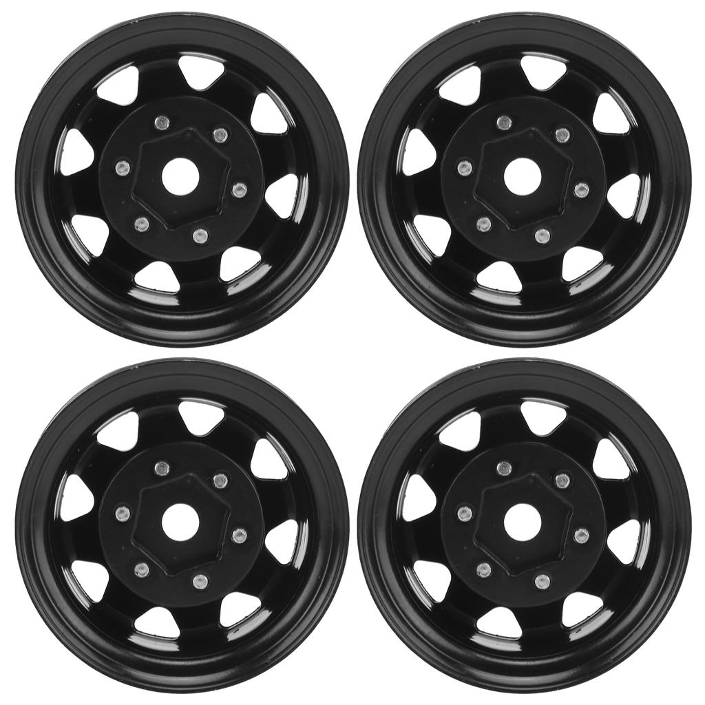 4 Pcs 1.55 Inch RC Wheel Rim Hub Universal RC Wheel Hubs for Axial AX90069 CrawlersBlack
