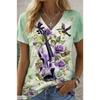 Women Summer T Shirt Musical Note Pattern Print Short Sleeve Tees Casual Printed Tops