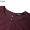 ZANZEA Rochie lungă musulmană lejeră cu mânecă lungă și gât rotund casual pentru femei