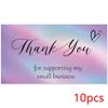 10-50pcs Thank You Cards for Supporting My Small Business Holographic Rainbow Card for Retail Store Goods Customer Package card