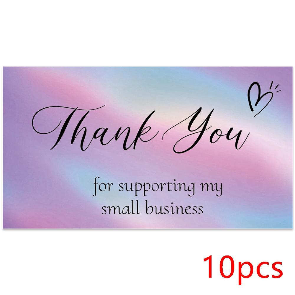10-50pcs Thank You Cards for Supporting My Small Business Holographic Rainbow Card for Retail Store Goods Customer Package card
