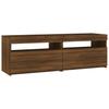 Moderner TV-Schrank Im Vintage-Stil Mit LED-Licht Außenansicht Aus Brauner Eiche 120x35x40 Cm