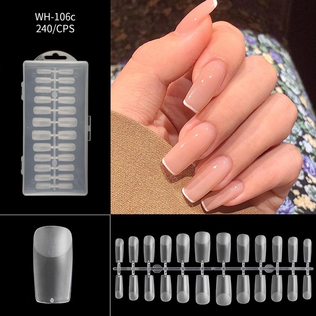 Nail Thin Nail Piece Free Engraving Grinding Trapezoidal Water Drop Almond Scrub Full Paste Half Paste Extension 240 Pieces