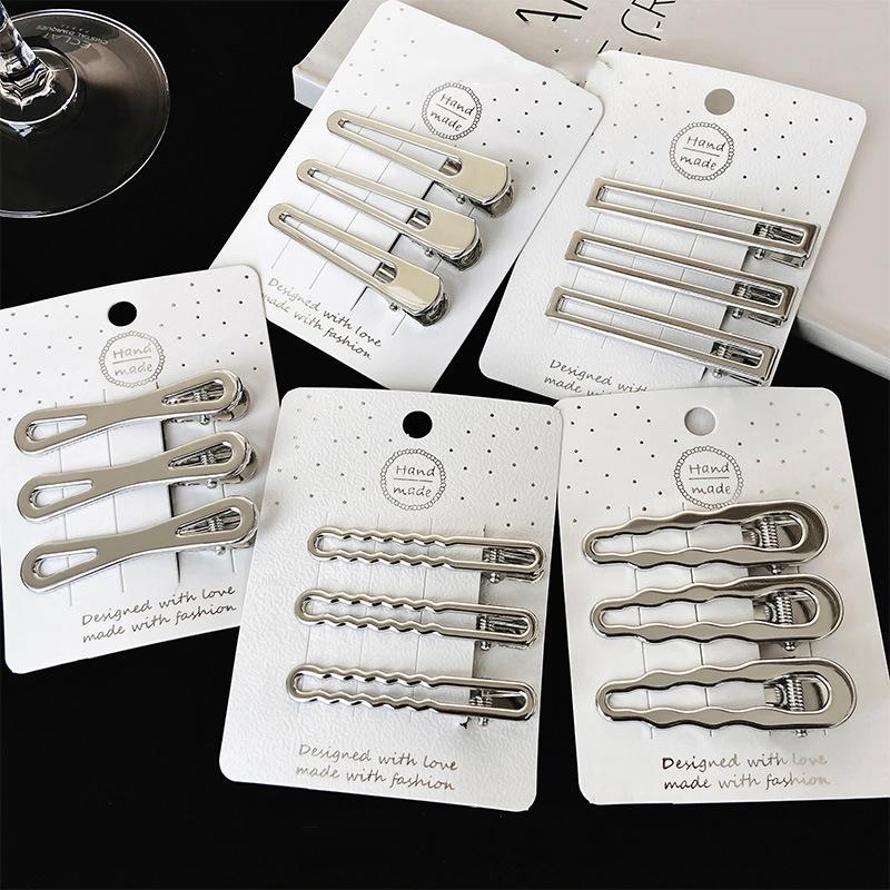 3Pcs Korean Style Simple Hairpins Metal Duckbill Clip Barrettes Side Clip Bangs Clip For Women Trendy Hair Accessories