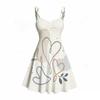 Women Plus Size Spaghetti Strap Off Shoulder Dress Modern Abstract Geometric Rainbow Leaf Print Swing Dress