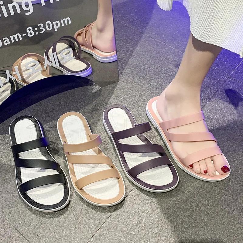 Mode 2025Flache Sandalen für Damen Trend Sommer Oberbekleidung Flache Absätze Mode Strandschuhe Zapatos para mujeres Schuhe