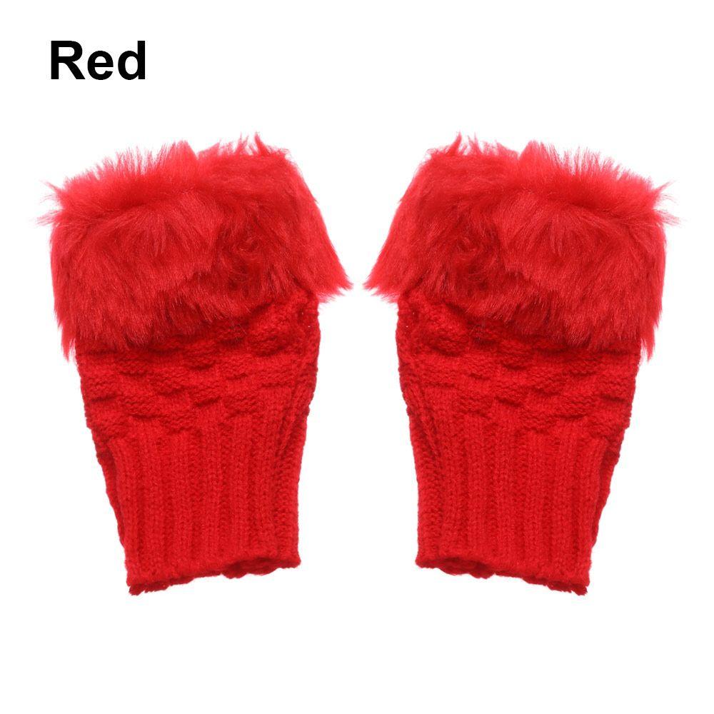Winter Half Finger Elastic Thicken Warm Warm Mittens Knitted Gloves Faux Rabbit Hair Gloves
