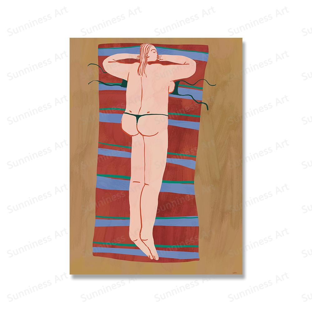 

Пляжная женская настенная живопись, абстрактные боди-позитивные люди, холст, картина, модный постер, настенные панно для гостиной, домашний декор 21x30cm No Framed белый