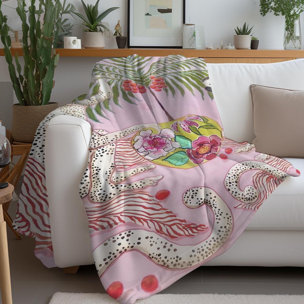 Aesthetic Animal Exotic Style Art Blanket Warm Soft Suitable For Bedroom Sofa Bed Living Room Office Travel Camping Gifts