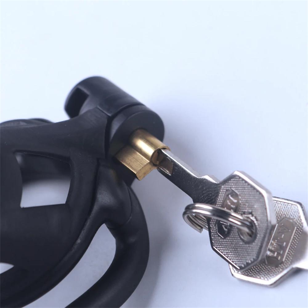 Chastity Men's Lock Chaste Vessel Černá Světlý PVC kroužek na penis Stahovací kroužek Multi Size Cage SM Sex Toys BDSM