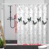 1x Butterfly and Floral Print Polyester Shower Curtain - Thick and Warm Bathroom Decor with Hooks, Machine Washable