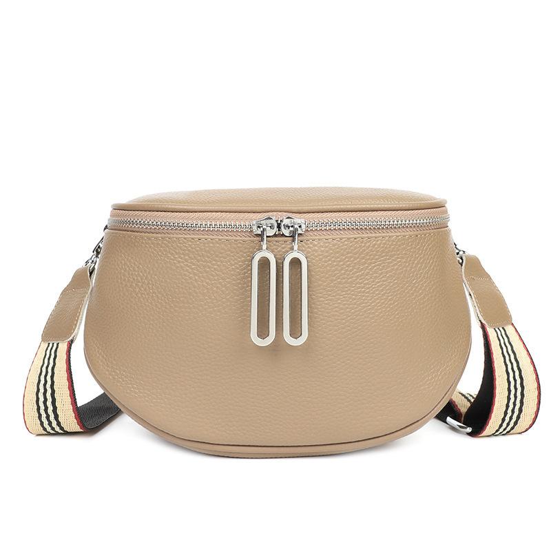 Leather Women's Bag First Layer Cowhide Saddle Bag Women's Bag New Trendy Fashion Casual Breast Bag Shoulder Messenger Bag