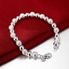 925 Sterling Silver 8mm Beaded Ball Bracelets Bangle for Women Trendy Fine Jewelry Wholesale Mens Silver Cuff Bracelet Pulsera