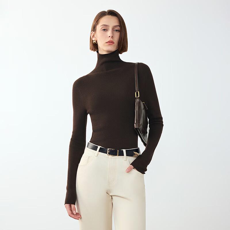 LANCY Pure Wool High-Neck Knit Sweater