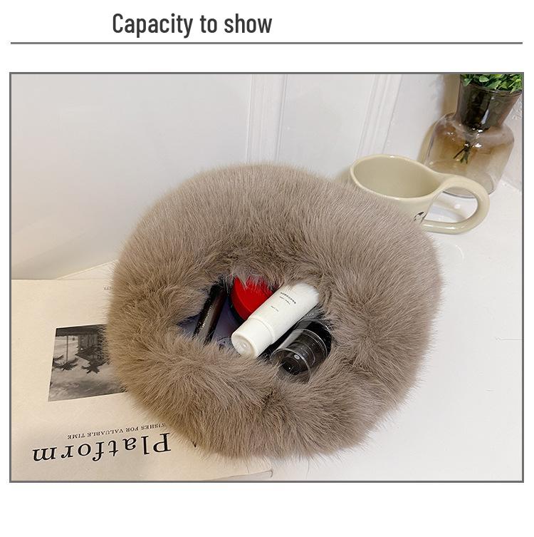 2025 Autumn/Winter Women's Minimalist Fluffy Shoulder Bag - Versatile Solid Color Handbag