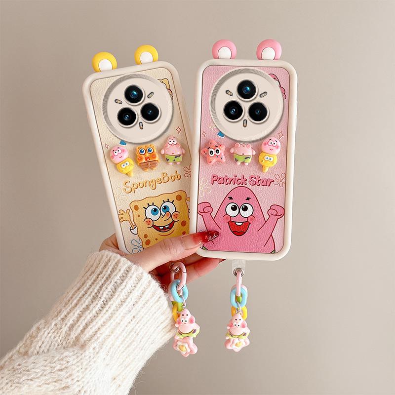KEYSION Cute Ear 3D Cartoon Case for Realme 14 Pro+ 5G with Bracelet Silicone Shockproof Phone Cover for OPPO Realme 14 Pro 5G