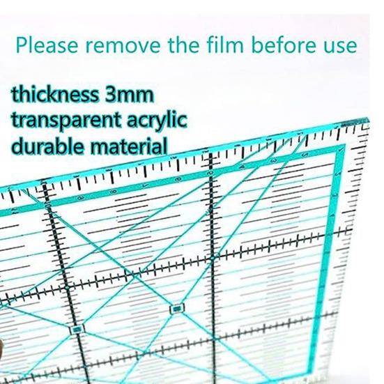 4Pcs Acrylic Quilting Ruler with Non-Slip Rings 4.5/6/9.5/12.5-Inch Square Fabric Cutting Patchwork Ruler