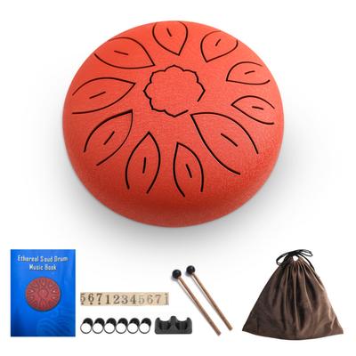 6-Inch Steel Tongue Drum 11 Notes Handpan Drum C Key with Drum Mallet Finger Picks Percussion