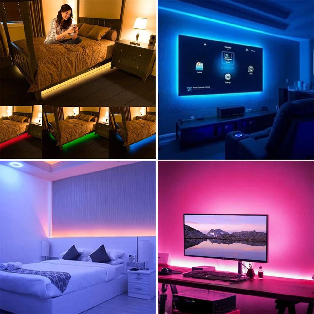 LED Strip Lights RGB5050 Bluetooth Control Led Ribbon Tape with 44 Keys Remote Lights Strip for Room Decoration TV Backlights