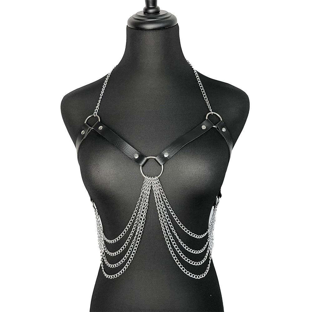 Sele Kvinne Belte Bondage Brystsele Lær Lingeri Sexy Korsett Gotiske Klær Kvinner Sexy Undertøy Fetisj BDSM Selvsuspendere