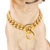 Cuban Link Thick Gold Chain Pet Collar for Large Dogs, Durable Stainless Steel with Gold Plating for Stylish and Safe Walks