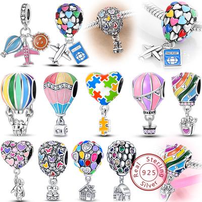 Fit Pan Original Bracelets Copper House Astronaut Puzzle Colorful Air Balloon Charms Beads Diy Fine Jewelry