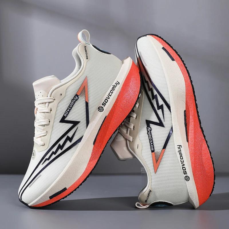 Unisex Men Running Shoes Athletic Shoes Women Carbon Board Speciality Marathon Athletic Lightweight Plush Comfort Athletic Nonskid Sneaker