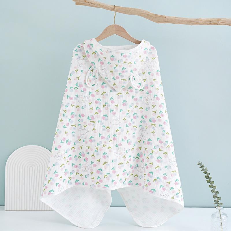 Children's Hooded Cotton Gauze Cape Bath Towel Infant Cartoon Cape Baby Cape Can Wear Bath Towel