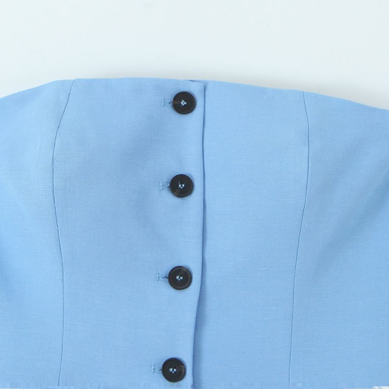 Kaslead New Women clothes Western Style Stretch Neck Collar Top Long Pleated Pants 0085339 3152433