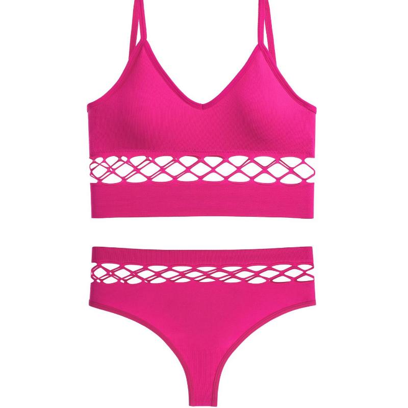 Hollow Underwear Set for Women with Small Breasts Push Up Bra Without Rims Plus Size Sports Camisole