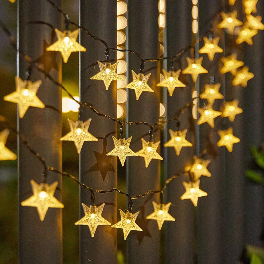 New 5/7/12M Solar Star String Lights Outdoor  Solar Powered Fairy Lights  Christmas Patio Garden Yard Porch Wedding Decor