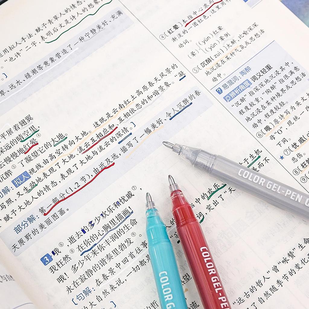 6ks kaligrafických gelových per Set Tučné 1,0 mm kuličkové pero Vícebarevné pro psaní Kreslení Malování Marker School