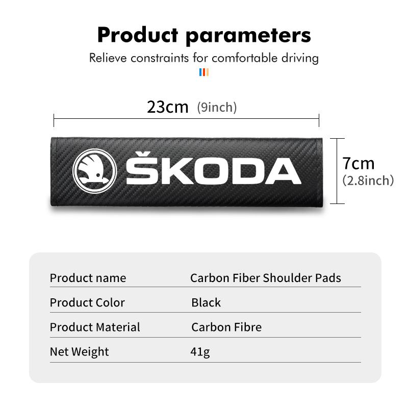 IZNH3 Carbon Fibe Car Seat Belt Pads Shoulder Cover Auto Accessories For Skoda Fabia Kodiaq Kamiq Superb Yeti Octavia Enyaq Rapid