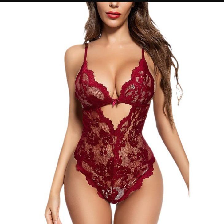 European and American Sexy Temptation Large Size Erotic Underwear Suspender Perspective Lace One-piece Clothing
