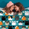 Cartoon patterned cat Printed Blanket for Sofa Bed Travel Camping Living Room Office Conditioning Blanket for All Seasons Gifts