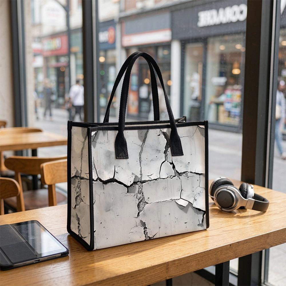 Cracked Pattern Tote Bag Fashionable Daily Use Shoulder Bag Casual Large Capacity Handbag