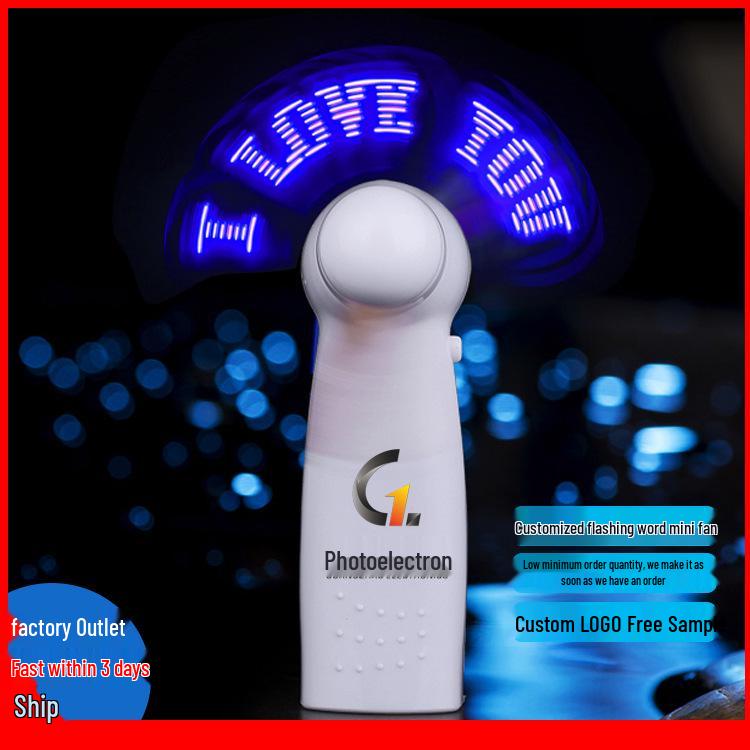 

Перезаряжаемый светодиодный вентилятор с сообщениями - Ручной многоязычный светящийся вентилятор - Идеально подходит для подарков на День святого Валентина Battery Fixed Text