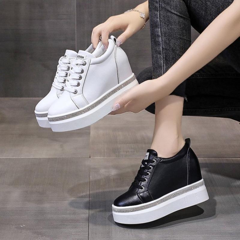 Women's Spring and Autumn New Inner Height-increasing Slope Heel Waterproof Platform Low-top Casual Sports Women's Shoes Single Shoes