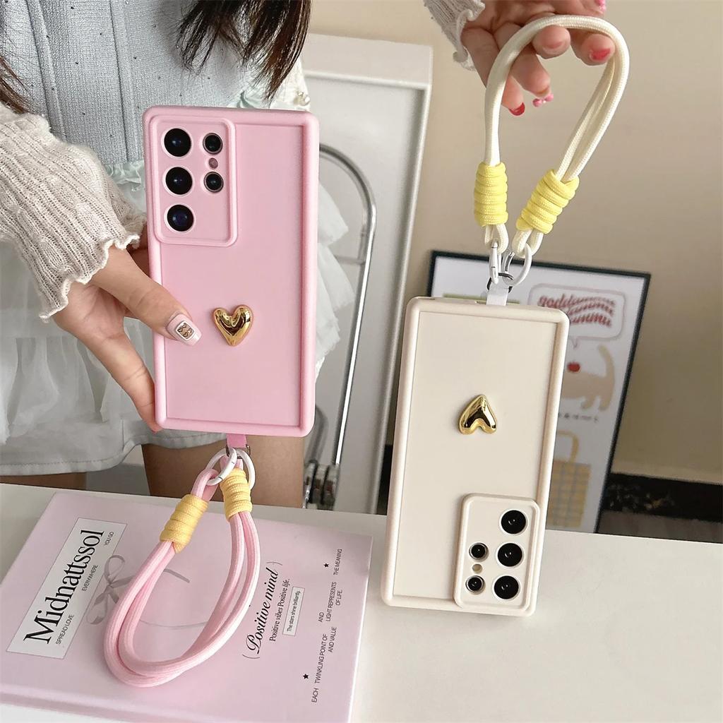 Wrist Strap Silicone Soft Phone Case for Samsung Galaxy S26 S25 Ultra S23 S22 Plus S24 S21 FE A56 A55 A36 A35 A26 A16 A15 5G