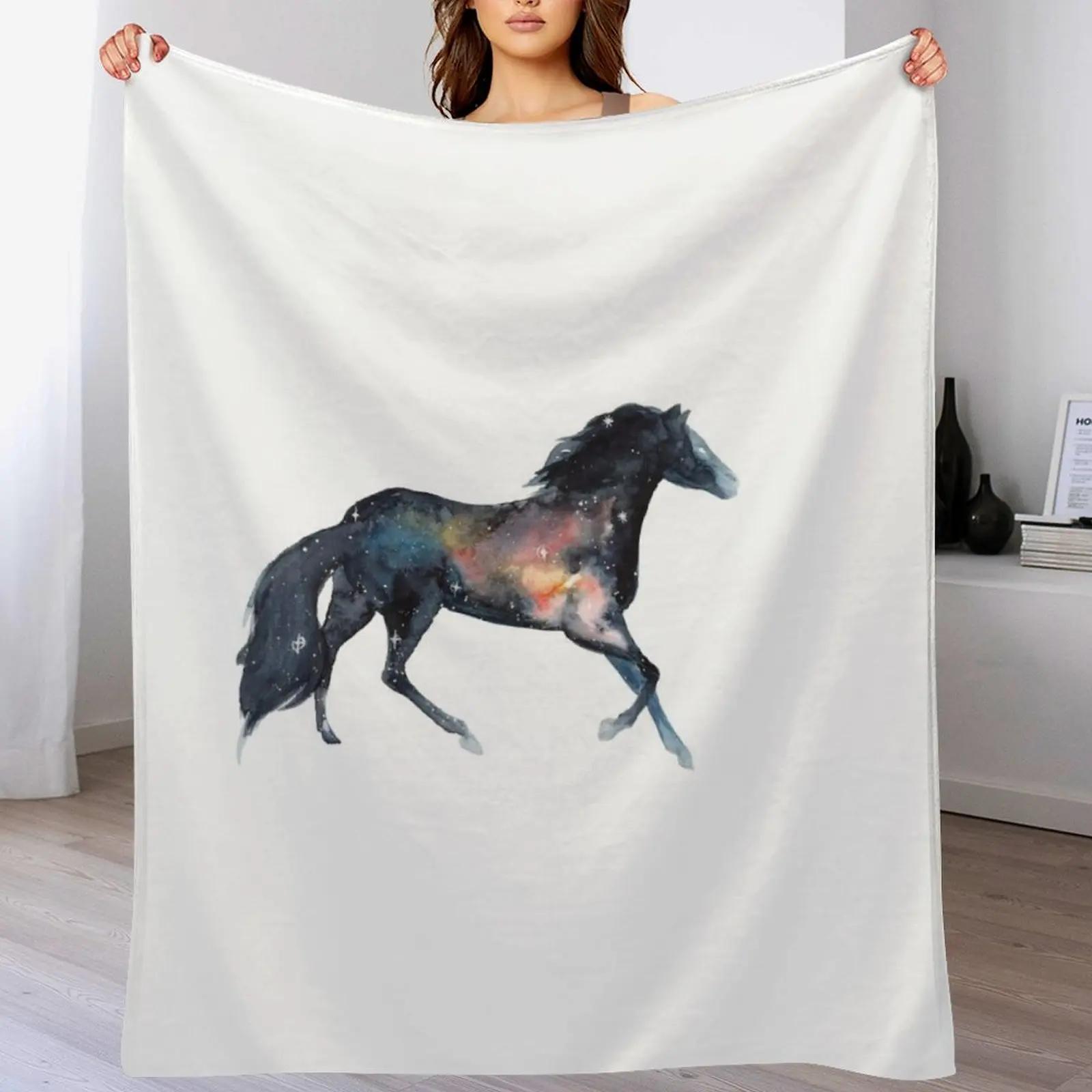 Galactic Horse Throw Blanket Wrinkle Resistant Lightweight Blanket 102x76cm(40x30in)