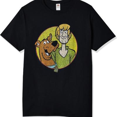 Scooby-Doo Men's Shag N Scoob Short Sleeve Tee Shirt, Black, Large