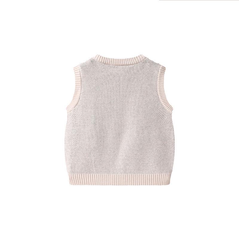 Double-Layer Knit Baby Vest - Warm Round Neck Outerwear for Boys & Girls - Stylish Autumn/Winter